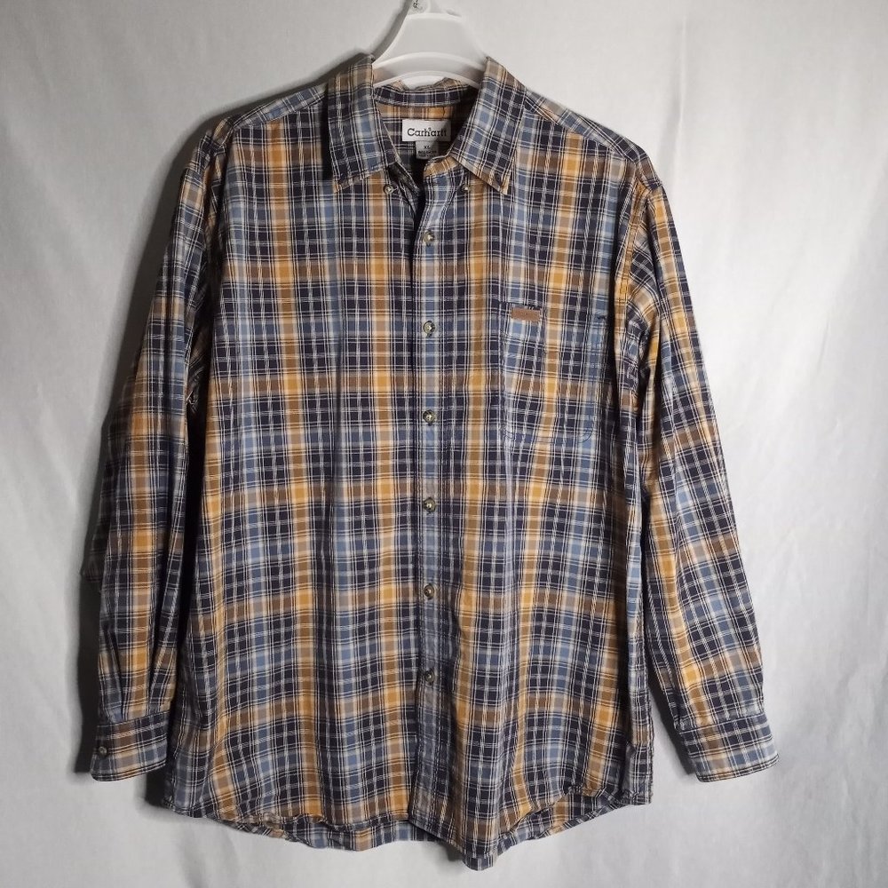 Carhartt Men's Long Sleeve Multicolor Plaid Thick Work Outdoor Shirt Size XL
